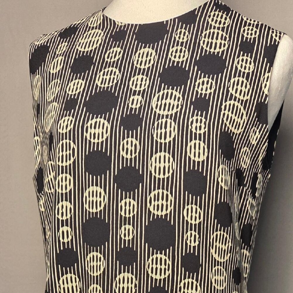 Harve Benard Sheath Dress Navy Blue Geometric Sleeveless Fully Lined Size 8